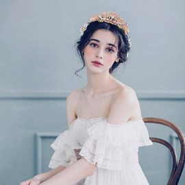 Meckerni - Tiara de vidrio rosa para niñas, diadema de corona de diamantes de imitación, accesorios para el cabello de novia, regalo de cumpleaños, graduación, Metal