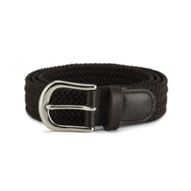 Streeze 30mm Stretch Belt - Braided Elastic Webbed Belt with Silver Metal Buckle (X Large, Brown)