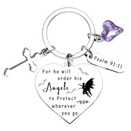 SSWPQOS Bible Verse Keychain Religious Gifts for Women Men Christian Keychains Inspirational Gifts Angels Keychains Baptism Gift for Women Bible Accessories Cross Keychain Jewelry