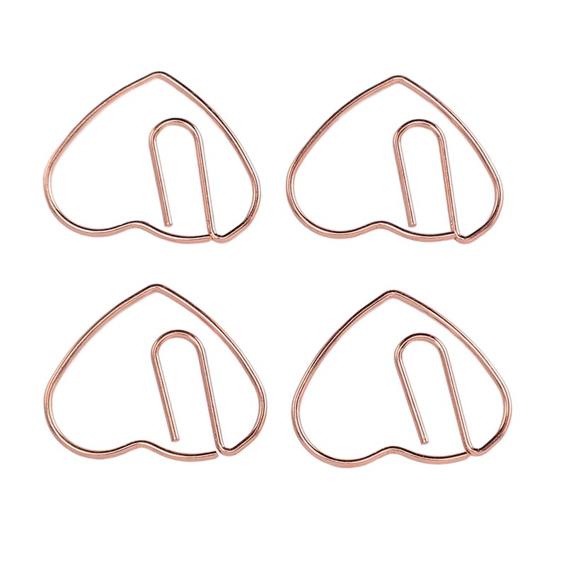 100Pcs Heart Shaped Paper Clips Iron Decorative Paperclips Set with