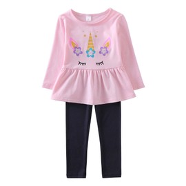 TDCQZY Toddler Girl Clothes Set Long Sleeve Shirts and Leggings Little Girls Outfits (4T, A-Pink)