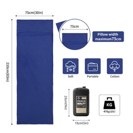 Naturehike Cotton Sleeping Bag Liner 210 x 75 cm, Cotton Travel Sheet Camping Sleep Bag Liner with Pillow Slot, Portable Lightweight Backpacking Essentials for Camping Hostels Picnic Hiking