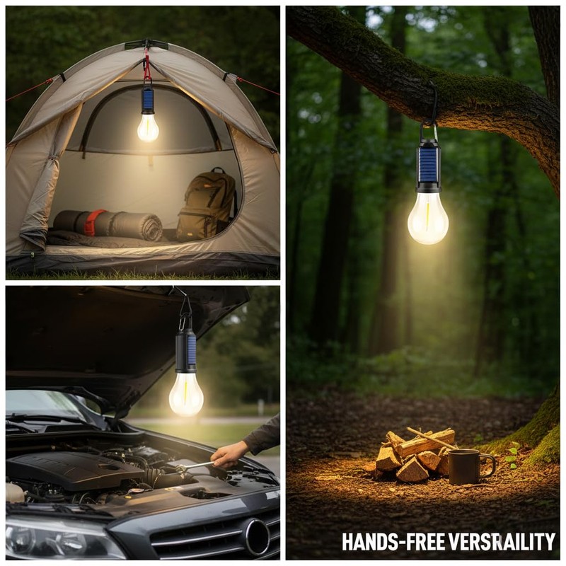 MODOAO 4-Pack Solar LED Camping Light, Rechargeable Outdoor Tent Lantern