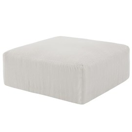 40" Square Stuffed Ottoman Pouf for Sofa Couch, Corduroy Poufs with Foam Chunk Filling, Furry & Fluffy Pouf Foot Stool Movable Ottoman. 40*40 Floor Poufs Foot Rest for Living Room, Beige(1 Piece Set)