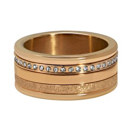 Quiges Rose Gold Stainless Steel Cubic Zirconia Stacking Ring Combination Ring Set with 3 Filling Rings and 1 Base Ring Set, Crystal, Cubic Zirconia