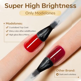 modelones No Wipe Gel Top Coat with White Gel Polish, No Wipe Top Coat Refill, High Gloss Long Lasting Finish for Home Nail Salon