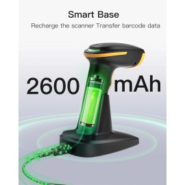 Inateck 2D Bluetooth Barcode Scanner AI Wireless QR Code W/ Smart Charging Base