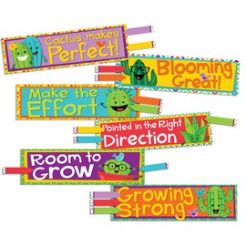 Eureka A Sharp Bunch Teacher Supplies Motivational Cactus Theme Bulletin Board Decorations with Nametags, 36 pcs