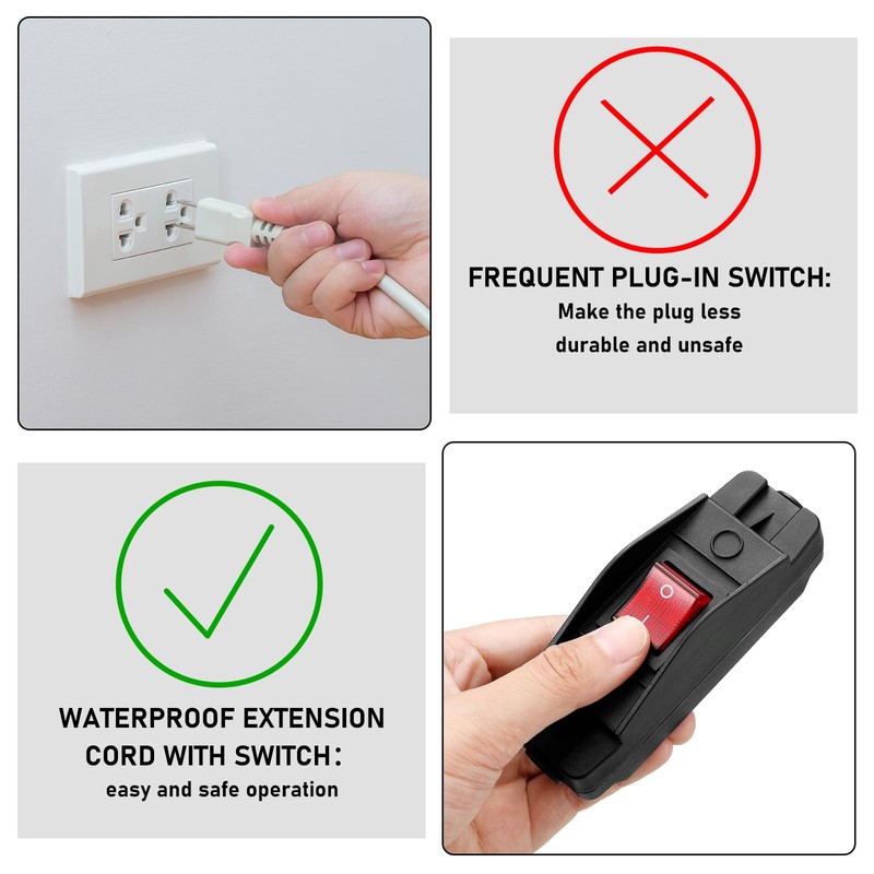 2 Pieces 20A Heavy Duty Inline Cord Switch Black On/Off