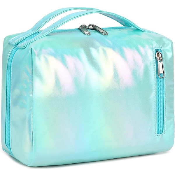 Bluboon Toiletry Bag Travel Makeup Bag Portable Cosmetic Bag Organizer for Women and Girls, Metallic Green