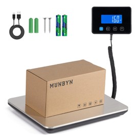 MUNBYN Shipping Scale, 440lb/1.8oz Digital Postal Scale for Packages with Hold/Tare Function, Backlit LCD, Battery & Cable Included, Postage Scale for Small Business, Packages, Luggage, and Home Use