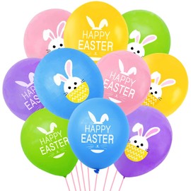 30pcs Easter Balloons Easter Decoration, Easter Rabbit Bunny Balloons Easter Birthday Party Favor Decoration, Pink Yellow Purple Balloons Kids Easter Party Supplies Favor