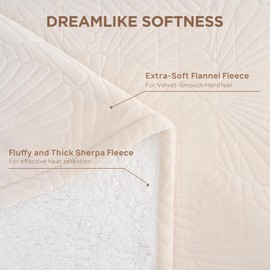 Westinghouse Electric Blanket Full, Flower Jacquard Heated Blanket Full Size with 10 Heating Levels and 1-12 Hours Auto-Off, Flannel to Sherpa Reversible, Machine Washable (72" x 84", Beige)