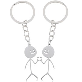 Ouligay 2 Pcs Stainless Steel Funny Keychain,Stickman Love Matching Keychains for Couples,Couple Keychain,Best Friend Keychain,Fun Keyring,Long Distance Friendship Gifts for Couple Friends Brothers