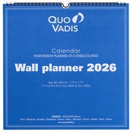 Quovadis qv238296 Wall Calendar, Wall Planner, White, Product Size: 11.8 x 11.8 inches (300 x 300 mm), Wall Hanging, PEFC Certified