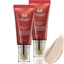 MISSHA M Perfect Cover BB Cream Dual Pack No.21 Light Beige - Light with Cool Undertone SPF 42 PA +++ 1.69 Fl Oz - Tinted Moisturizer with SPF