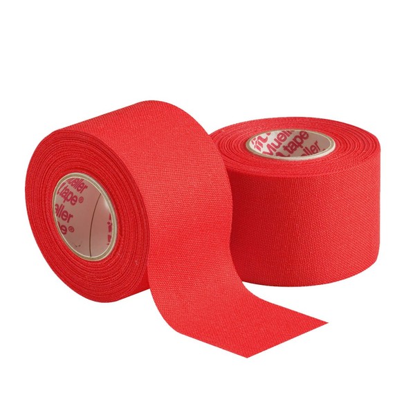 Mueller Sports Medicine Athletic and Sports Trainers Tape, First Aid Injury Wrap, 1.5" X 10yd Roll, Scarlet, 2 pack