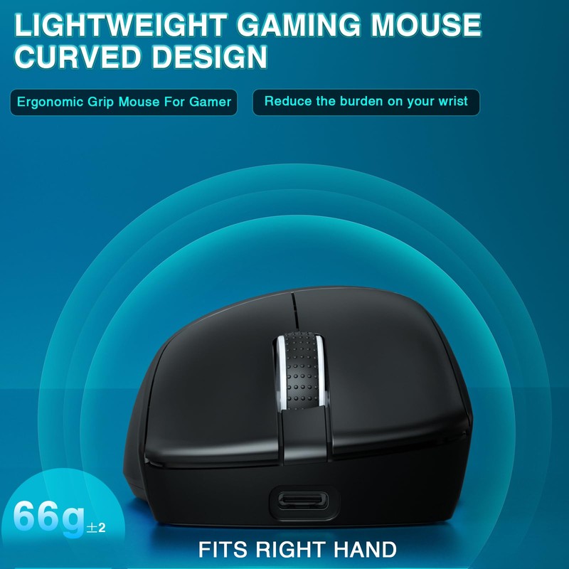 SOLAKAKA SM805 Lightweight Wireless Gaming Mouse,24000 DPI,Tri-Modes Connection,BT5.0/Type-C Wired/2.4G Wireless