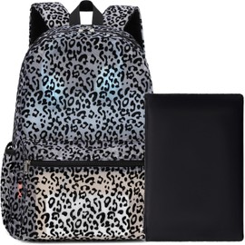 Meisohua Mesh Backpack for School Girls Semi-Transparent Backpacks for Kids Leopard Print See Through Teen Girls Daypack with Storage Bag 2 in 1 Set