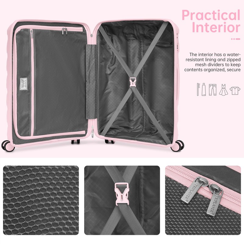 TRIPLAYER Carry On Luggage 22x14x9 Airline Approved, 22 Inch PP