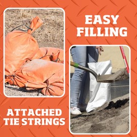 DURASACK Pro Max Heavy Duty Sand Bags for Flooding with 4,000 Hours UV Protection Sandbags for Weight, 100 lbs Capacity, 14x26 in, Orange, 20 Count