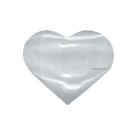 Selenite Crystal Heart Palm Stone - Pocket Massage Worry Stone for Natural Body Chakra Balancing, Reiki Healing and Crystal Grid