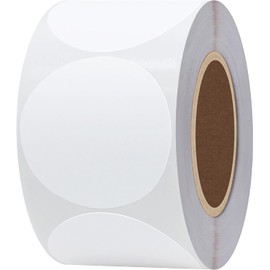 Hybsk 2 inch Circle Color Direct Thermal Stickers Shipping Labels for Barcodes,Name Tag,DIY Logo Design,QR Code,Inventory– Compatible with Zebra,Rollo and More-750 pcs (2 inch,White)