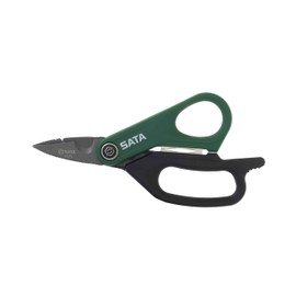 SATA ST93125 Electrician's Scissors, Cable Scissors, Universal Scissors, Multi Scissors with Wire Stripper, Titanium Blades and Comfortable Soft Grip