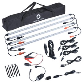 12V LED Light Bar Kit, 2 Bars White & 2 Bars Amber Adjustable Brightness RV Camping Lights - Waterproof IP67, Magnetic & Velcro Mount, Portable Lighting for Tent, Car, Trailer, Boat, Truck, Off-Road