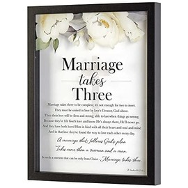 Dicksons Marriage Takes Three Black and White 12 x 15 Wood Decorative Wall Plaque