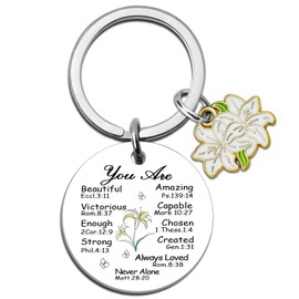 UYBEPU Religious Christian Gifts for Women Christian Keychain Inspirational Spiritual Gifts for Women Friends Biblical Gift for Womens Faith Based Prayer Keychain for Womens