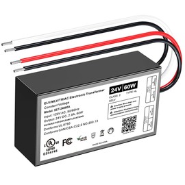 60W Dimmable LED Driver 24V, UL Lited Triac/ELV/MLV 120V AC to DC Compatible with Lutron& Leviton Dimmer, Dimmable Power Supply 24V Class2 Transformer for LED Strip Lights, Low Voltage Lighting