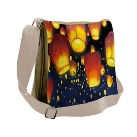 Ambesonne Watercolor Messenger Bag, Floating Fanoos Chinese, Unisex Cross-body