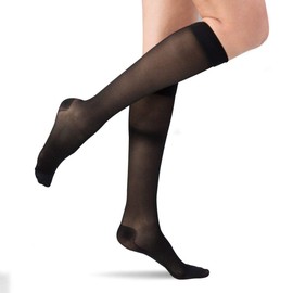 Dr Comfort Select Sheer 15-20 mmHg Below Knee Women Compression Stockings - Black - Medium