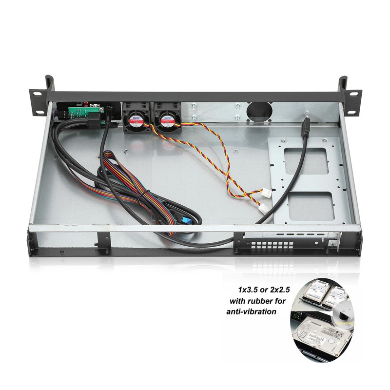 Rackchoice 1U Compact Server/Desktop mini-ITX Chassis - 9.84" Depth,Supports Mini-ITX