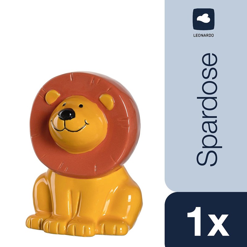 LEONARDO HOME Bambini Money Box 12.8 cm Lion, Ceramic, Yellow,