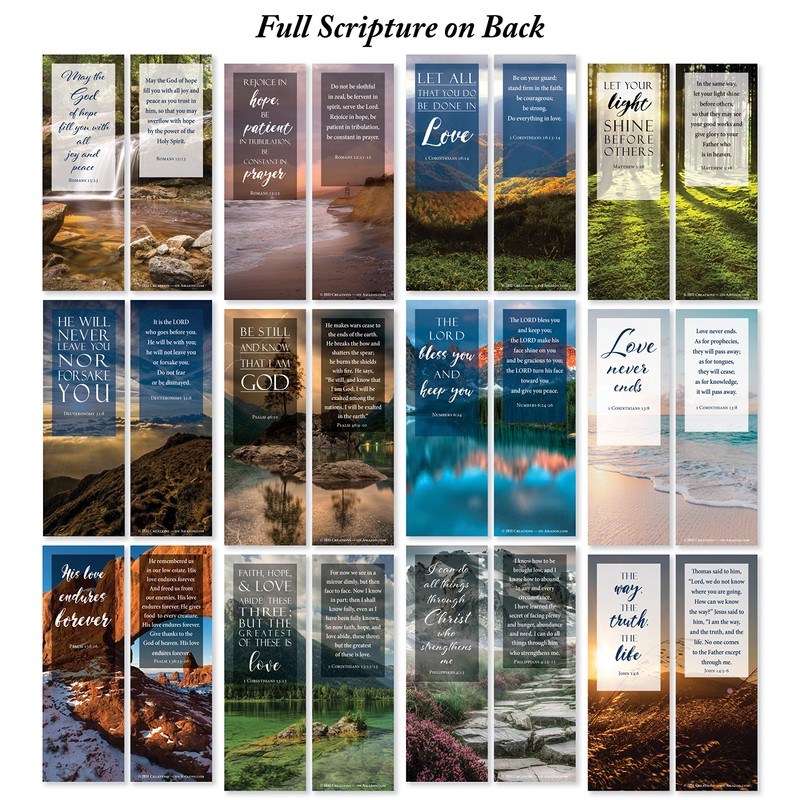 Bible Verse Bookmarks with Full Scripture - Pack of 48