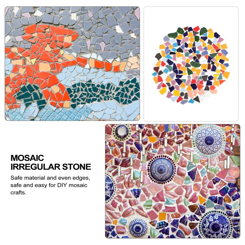 VILLCASE Ceramic Mosaic Tiles, Broken Ceramic Tiles Pieces Glazed Tiles,