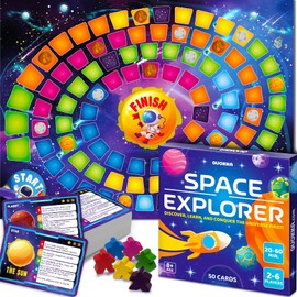 Quokka Space Board Game for Kids Ages 8-12 and Families – Fun Space Trivia Game with 50 Cards, Colorful Tokens – Learn Planets, Moons, and Space Facts – Educational Family Activity for 2-6 Players