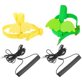 Pack of 2 Parrot Harness with Lead, Adjustable Bird Harness, Flight Training Lead for Birds, Parrots (Yellow and Green)