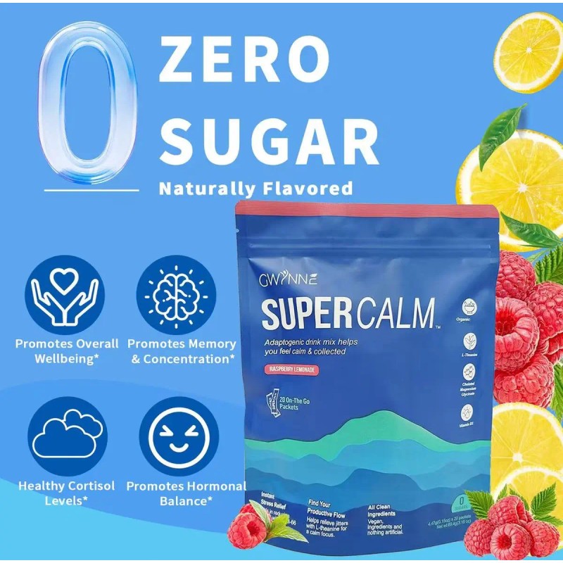 Gwynne Supercalm Polvo Nutricional Ksm Rico Complejo Magnesio Teanina Sobres