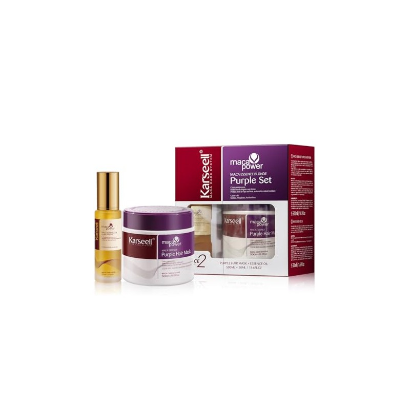 Karseell Mascarilla Capilar Con Aceite De Argán Púrpura 16.9floz+1.69floz
