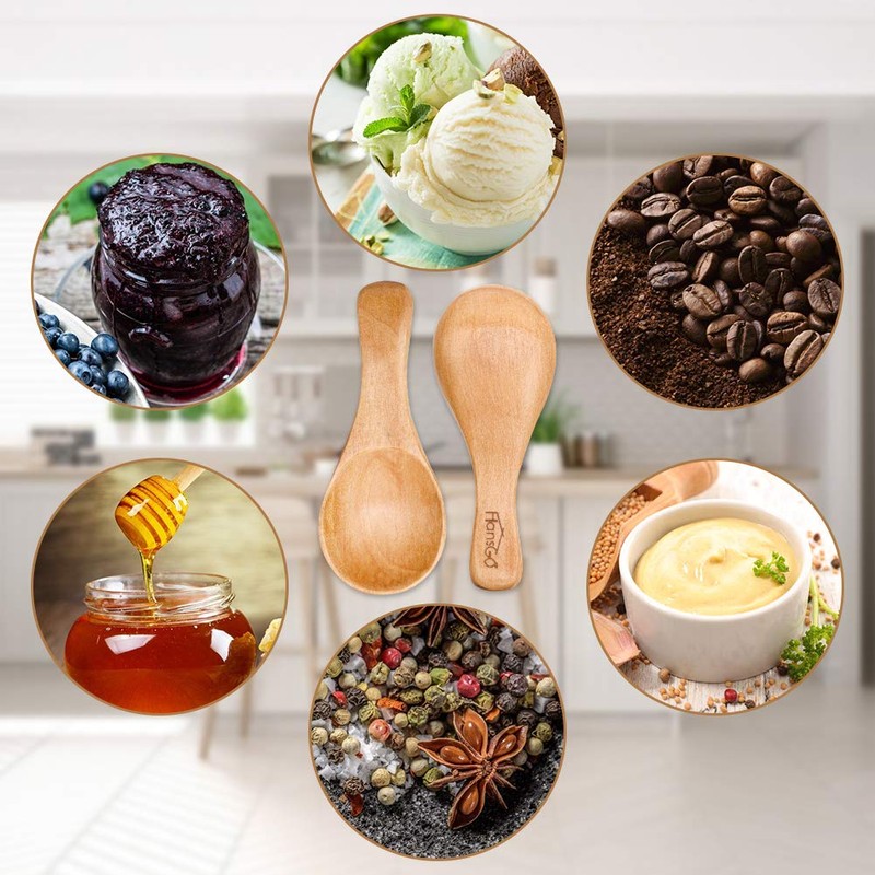 HANSGO Small Wooden Spoon, 10PCS 3 inches Ice Cream Salt
