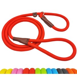 SEPXUFORE 5FT Slip Lead Dog Leash, Heavy Duty 1/2” Strong Nylon, Solid 7 Colors Dog Training Leash, No Pull Dog Lead Great for Medium and Large Breeds (red)