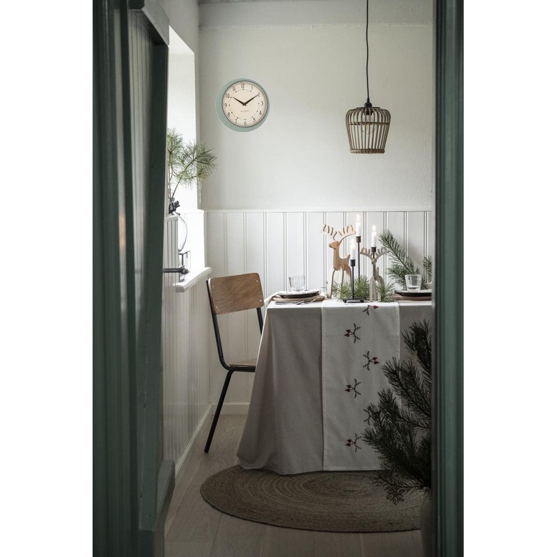 LS-LebenStil Vintage Metal Wall Clock Leaf Green 23 cm Kitchen