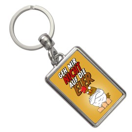 speecheese Geh mir nicht auf die Eier Keyring with annoyed chicken practical key ring as a fun gift idea for friends and colleagues who you better not annoy in, multicoloured