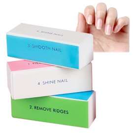 Professional 4-Sided Grit Nail Files - Set of 3, with Buffer Blocks for Shiny & Glossy Nails, Ideal for Home & Salon Acrylic Use