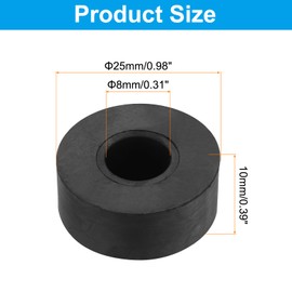 PATIKIL Vibration Isolation Washer 1" OD 0.3" ID 0.4" Thick, 4 Pack Rubber Round Anti Mechanical Damping Feet Pads, Black