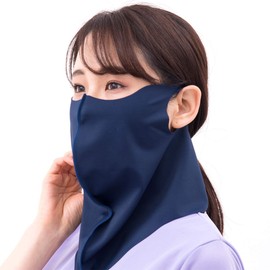 Delling Face Cover, Neck Cover, UV Protection, UPF 50+, Sun Protection, UV Protection, Sweat Absorbent, Quick Drying, No Stiffling, Face Mask, Sports Mask, Unisex, Men's, Women's (Navy)