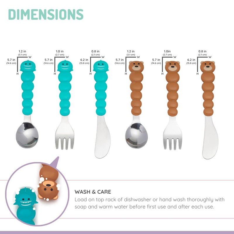 melii Toddler and Kid Feeding Spoon Fork & Knife Set,